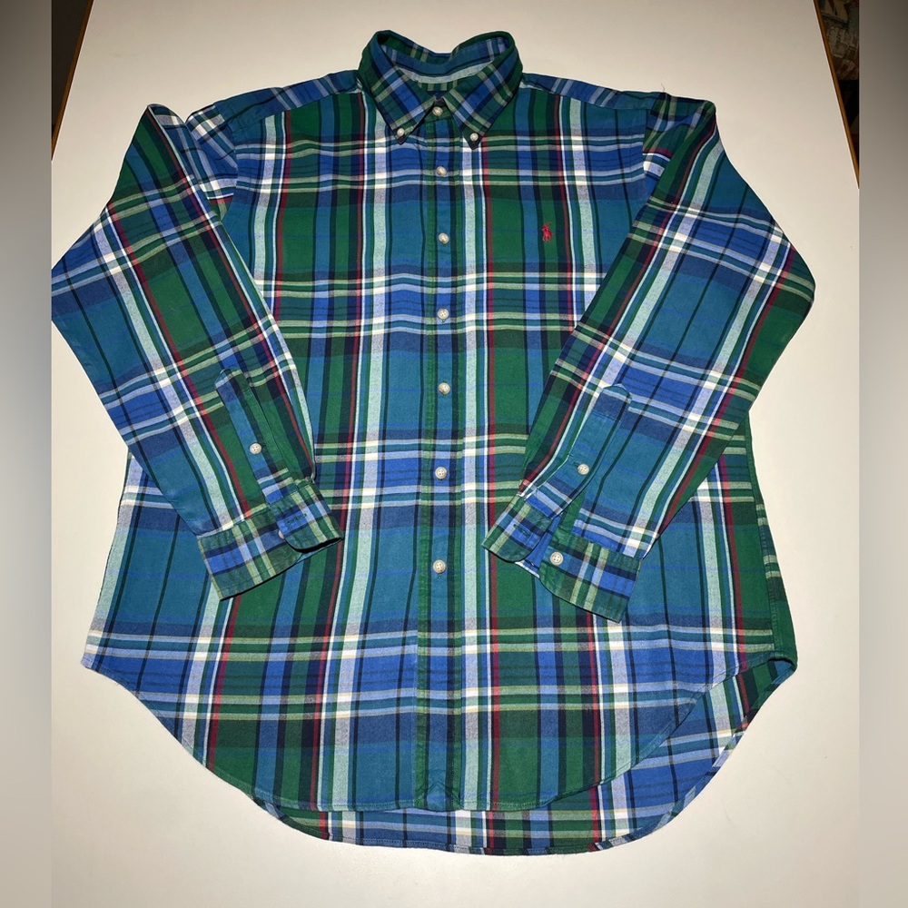 Plaid Polo Button Down Cotton Shirt